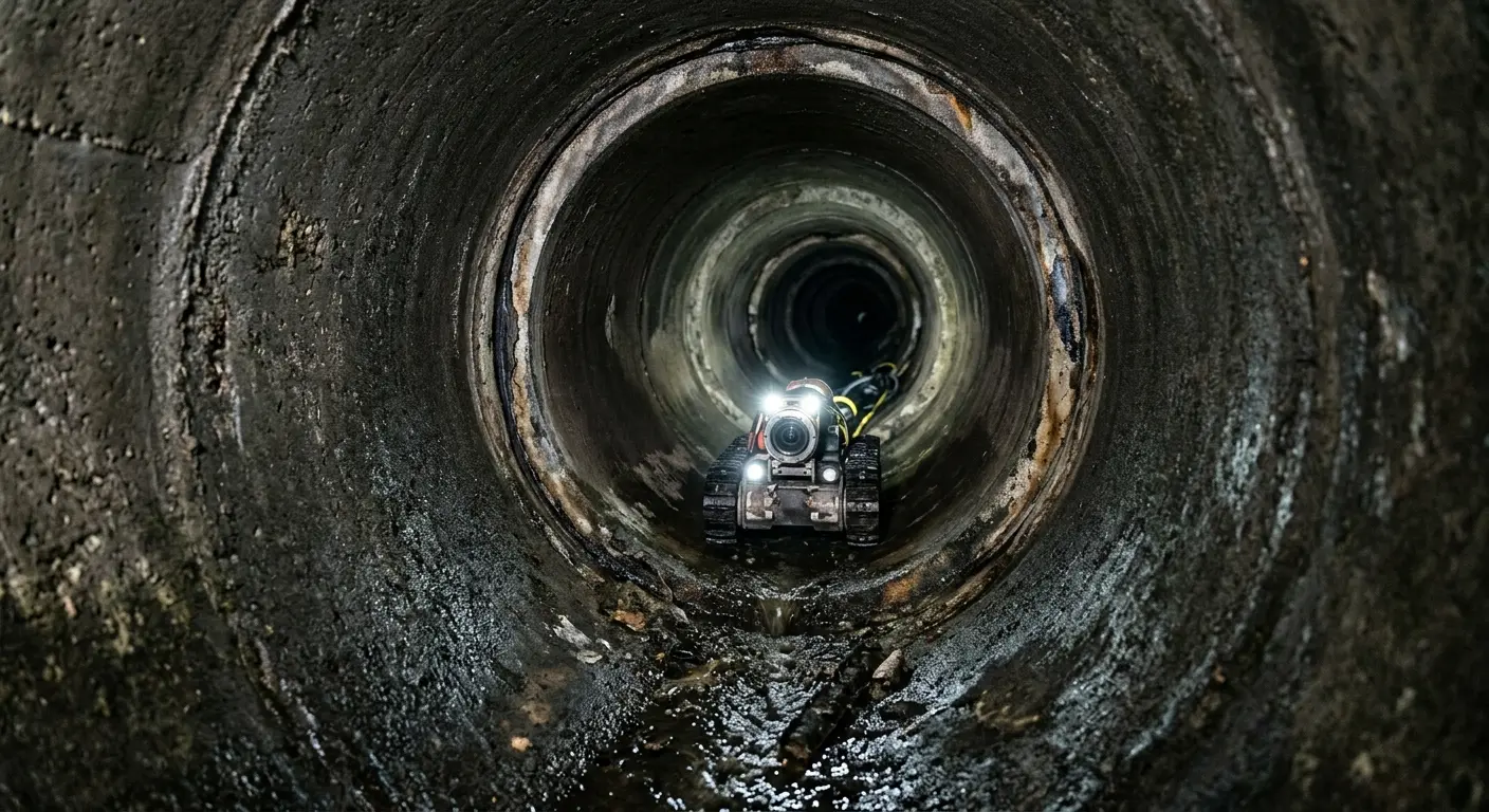 Robotic sewer camera inspecting pipe interior for Drain Snake Service in Little Rock